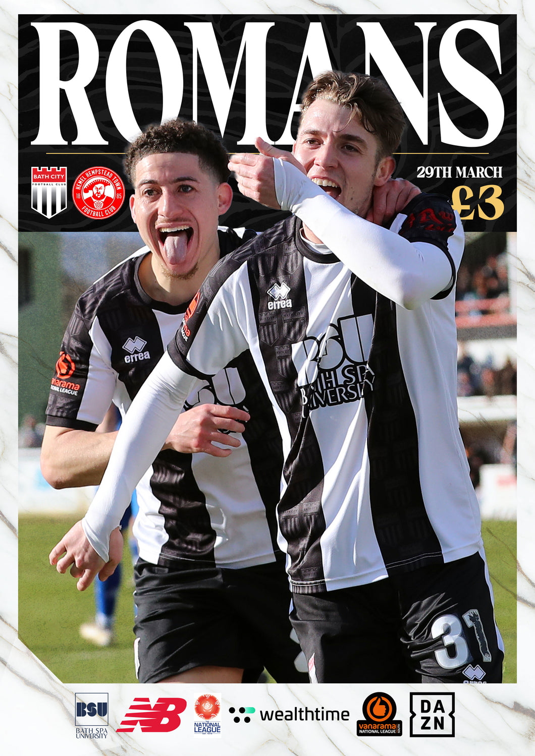 Matchday Programme v Hemel Hempstead Town - Saturday 29 March 2025