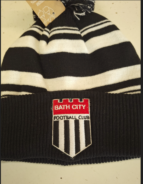 NEW Bobble Hat - Black and White Striped